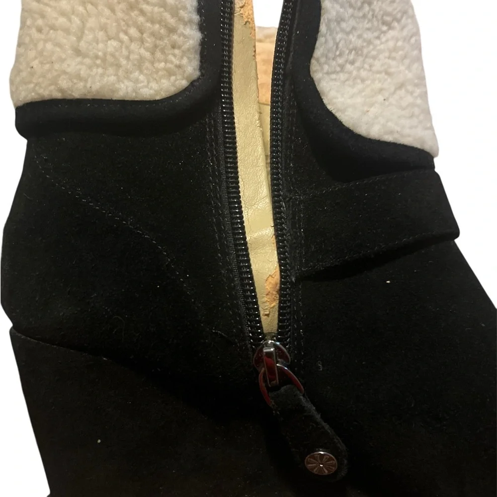Isaac Mizrahi Black and Cream Winter Boots